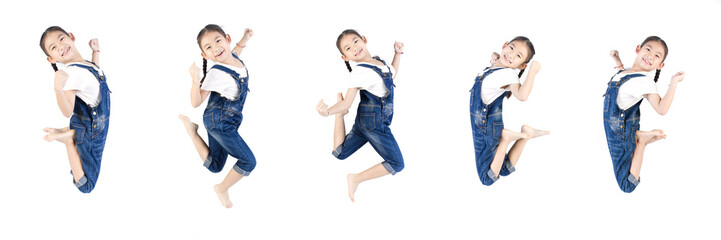 Asian cute child is jumping