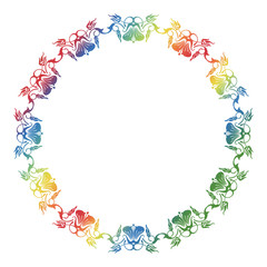 Beautiful round floral frame with gradient fill. 