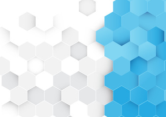 Abstract blue and white hexagons background