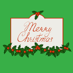 Merry Christmas. Garland of mistletoe. Vector illustration.