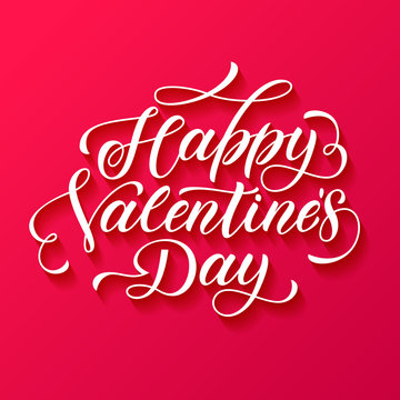 Happy Valentine Day card love text calligraphy vector greeting