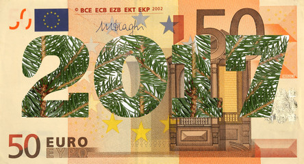 Christmas and New Year greeting banknote