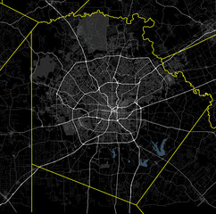 Black and white map of San Antonio city. Texas Roads - obrazy, fototapety, plakaty