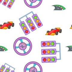 Car race pattern. Cartoon illustration of car race vector pattern for web