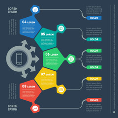 Part of the report with icons set. Vector infographic of technol
