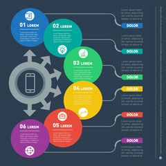 Part of the report with icons set. Vector infographic of technol
