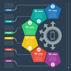 Part of the report with icons set. Vector infographic of technol