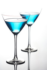 Close up of drinks in martini glasses