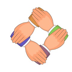 Four hands icon. Cartoon illustration of four hands vector icon for web