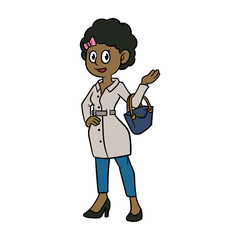 Cartoon Female With Bag Vector Illustration