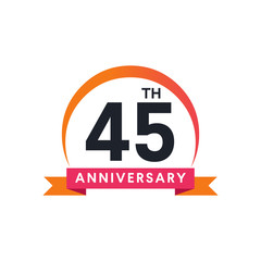 45 Th anniversary ribbon logo with crescent moon shape