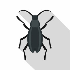 Gray beetle icon. Flat illustration of gray beetle vector icon for web