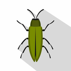 Green beetle icon. Flat illustration of green beetle vector icon for web