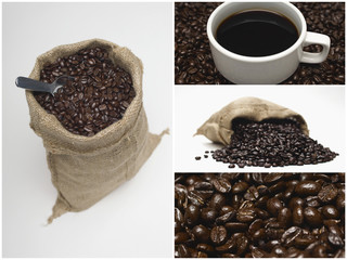 Collage of coffee and beans