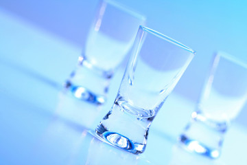Studio shot of vodka glasses