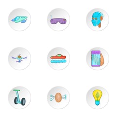 New feature icons set. Cartoon illustration of 9 new feature vector icons for web