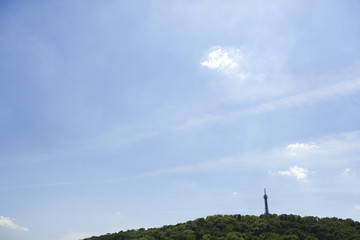 Fototapeta na wymiar Petrin Lookout Tower on hill, Prague, Czech Republic