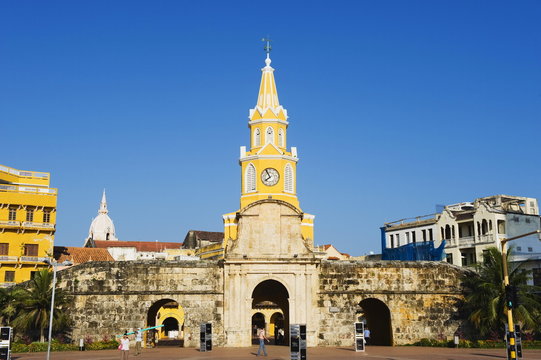 Od Town city wall and Puerto del Reloj, Cartagena, Colombia