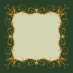 Golden decorative vector frame with place for text. An elegant element of pattern design, Victorian style