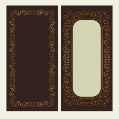 Set of vector gold decorative frames with place for text. An elegant element of pattern design, Victorian style