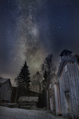 Old houses under the Milky way