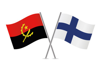 Angola and Finland flags. Vector illustration.