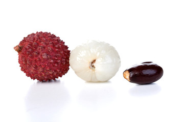 Lichee on white backgound - close-up