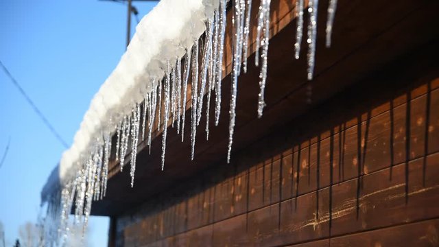 icicles glisten in the sun and dripping drops