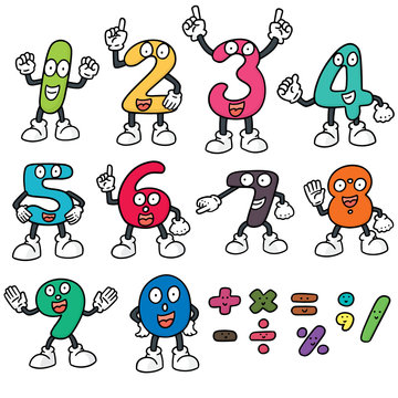 vector set of number cartoon