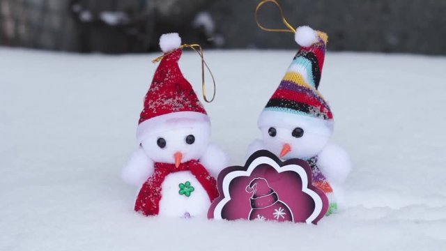 Winter snowmen and ball