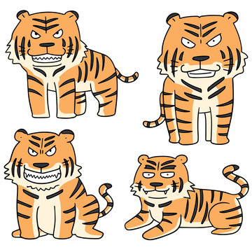 vector set of tiger