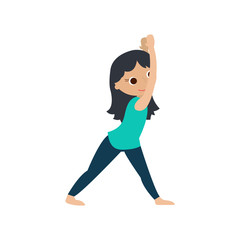 Girls and boys doing yoga. Cute yoga kids set.