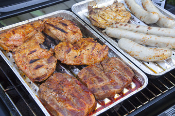 barbecue meat and sausages in summer