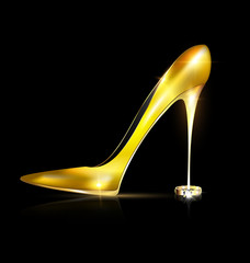 golden shoe and ring