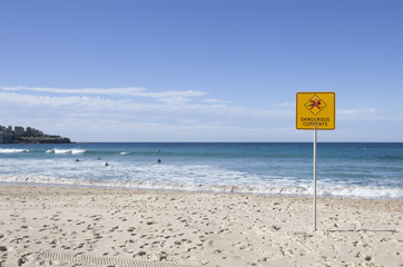 "Dangerous Current" sign on Bondi beach, Sydney, Australia
