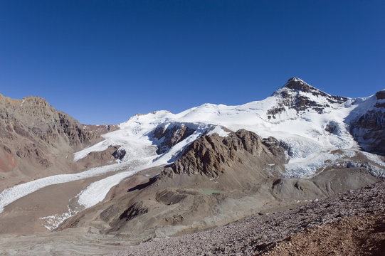 Glacier near Plaza de Mulas basecamp, Aconcagua Provincial Park, Andes mountains, Argentina