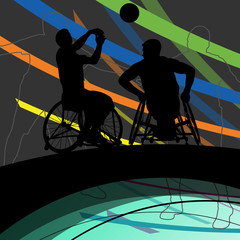 Disabled men basketball players in a wheelchair detailed sport c