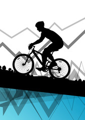 Men cyclist bicycle rider sport silhouette in mountain wild natu