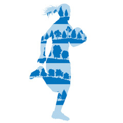 Rugby woman player active sport vector background illustration c
