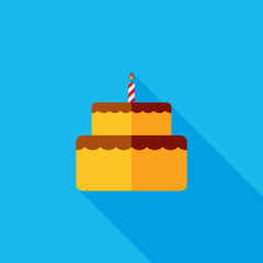 Birthday Cake Flat Long Shadow Icon