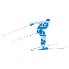 Cross country skiing man vector background abstract concept made