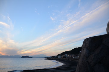 江ノ島の夕日　晩秋