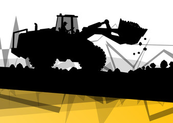 Digger excavator machinery digging action in construction site a © kstudija