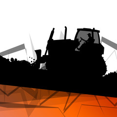 Digger excavator machinery digging action in construction site a