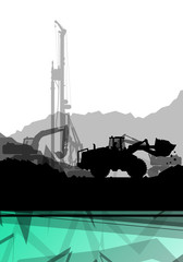 Construction site excavator tractors hydraulic pile drilling mac