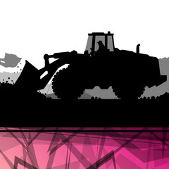 Digger excavator machinery digging action in construction site a