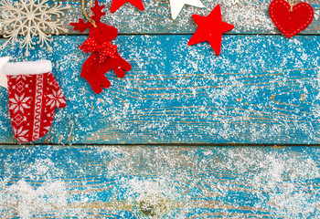 Christmas Decoration Over Wooden Background