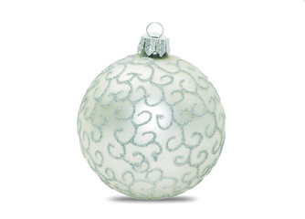 Red christmas balls on white background