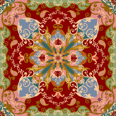 The pattern of mandalas, flowers and Paisley pattern in Oriental style.