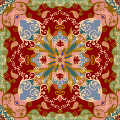 The pattern of mandalas, flowers and Paisley pattern in Oriental style.